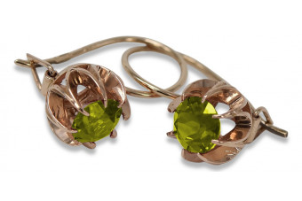 Joyería vintage: Aretes de peridoto y oro rosa 14k 585. vec062