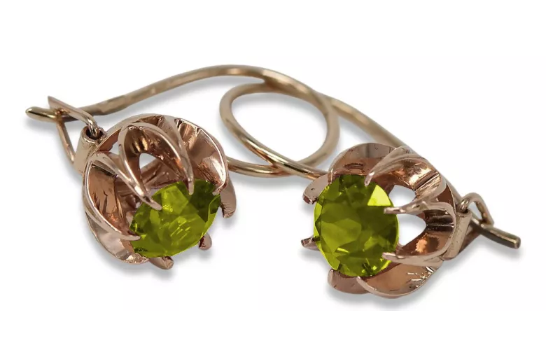 "Cercei de lux din aur roz de 14k cu peridot, design vintage" vec062