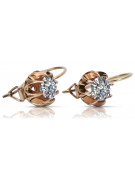 Zircon scintillant et or rose 14 carats, boucles d'oreilles vintage authentiques vec062