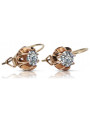 Zircon scintillant et or rose 14 carats, boucles d'oreilles vintage authentiques vec062