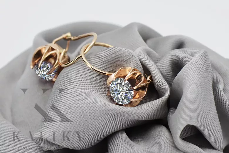 "Timeless 14K Rose Gold Vintage Zircon Drop Earrings" vec062