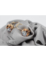 Zircon scintillant et or rose 14 carats, boucles d'oreilles vintage authentiques vec062