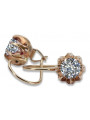 Zircon scintillant et or rose 14 carats, boucles d'oreilles vintage authentiques vec062