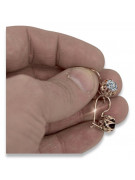 Zircon scintillant et or rose 14 carats, boucles d'oreilles vintage authentiques vec062