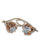 Zircon scintillant et or rose 14 carats, boucles d'oreilles vintage authentiques vec062