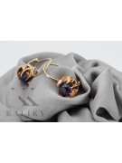 Boucles d'oreilles en or rose 14 carats 585 avec Alexandrite, style vintage vec062