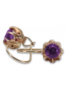 Boucles d'oreilles en or rose 14 carats 585 avec Alexandrite, style vintage vec062