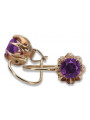 Boucles d'oreilles en or rose 14 carats 585 avec Alexandrite, style vintage vec062