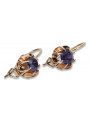 Boucles d'oreilles en or rose 14 carats 585 avec Alexandrite, style vintage vec062