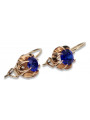 "14K Rose Gold Vintage Style Sapphire Earrings in Pink Hue". vec062