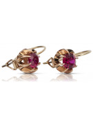 Boucles d'Oreilles en Or Rose 14 Carats et Rubis, Style Vintage Raffiné vec062