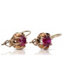 "Original Vintage Style Ruby Earrings in 14K Rose Pink Gold" vec062