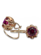 Boucles d'Oreilles en Or Rose 14 Carats et Rubis, Style Vintage Raffiné vec062