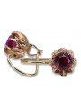 Boucles d'Oreilles en Or Rose 14 Carats et Rubis, Style Vintage Raffiné vec062