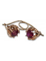 Boucles d'Oreilles en Or Rose 14 Carats et Rubis, Style Vintage Raffiné vec062