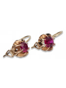 "Original Vintage Style Ruby Earrings in 14K Rose Pink Gold" vec062