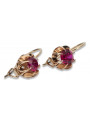 Boucles d'Oreilles en Or Rose 14 Carats et Rubis, Style Vintage Raffiné vec062