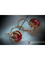 Boucles d'Oreilles en Or Rose 14 Carats et Rubis, Style Vintage Raffiné vec062