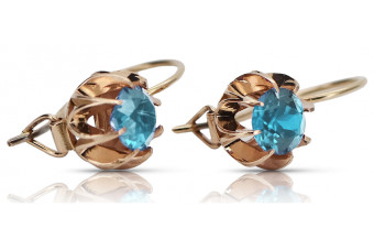 "Antique Aquamarine Drops in 14K Rose Pink Gold" vec062