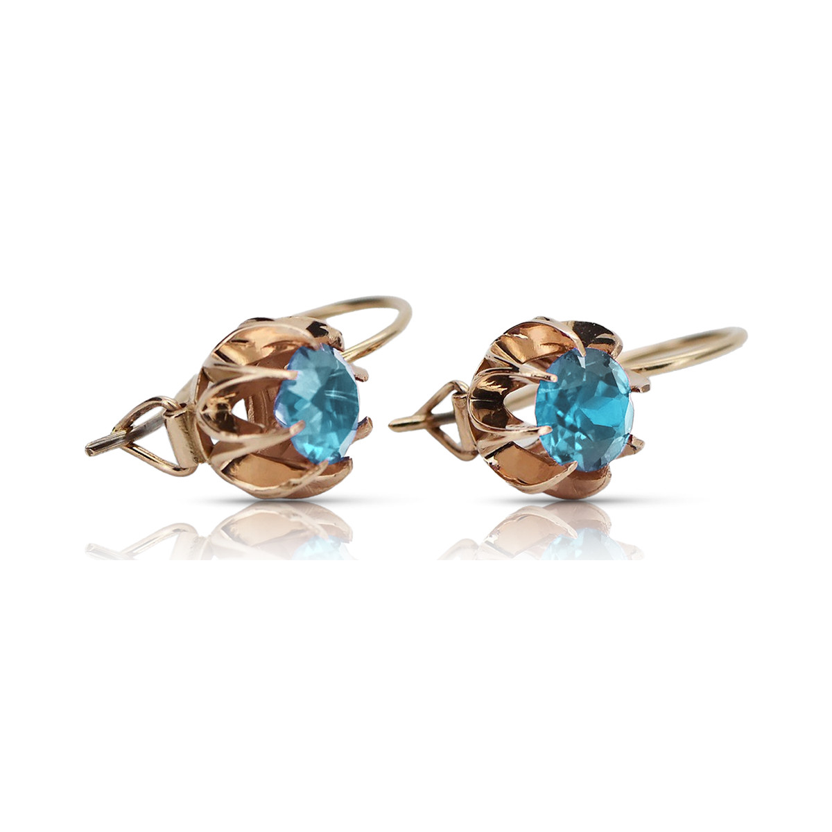 "Antique Aquamarine Drops in 14K Rose Pink Gold" vec062