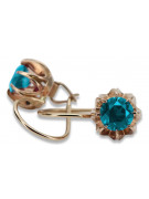 Magnifiques boucles d'oreilles d'origine vintage en aigue-marine et or rose 14 carats vec062