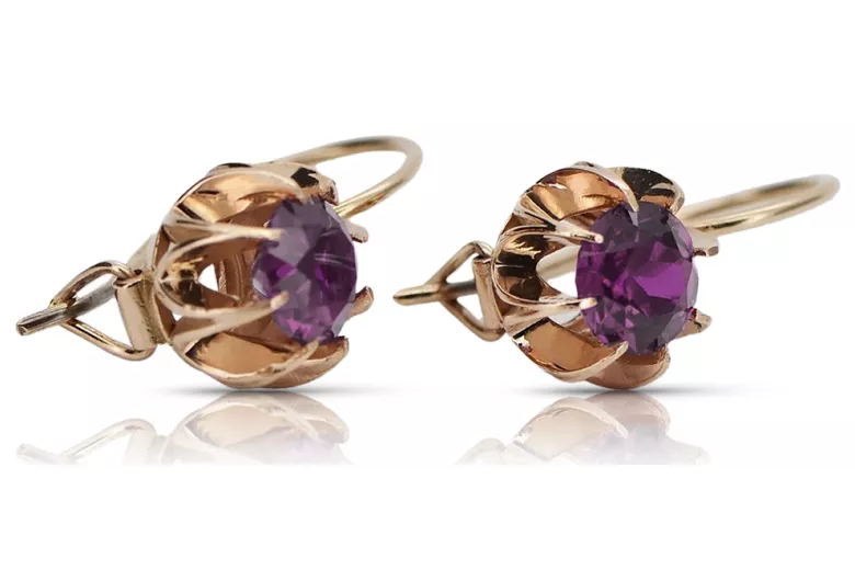 "Elegante Amethyst Ohrringe in Originalem 14K Vintage-Roségold" vec062