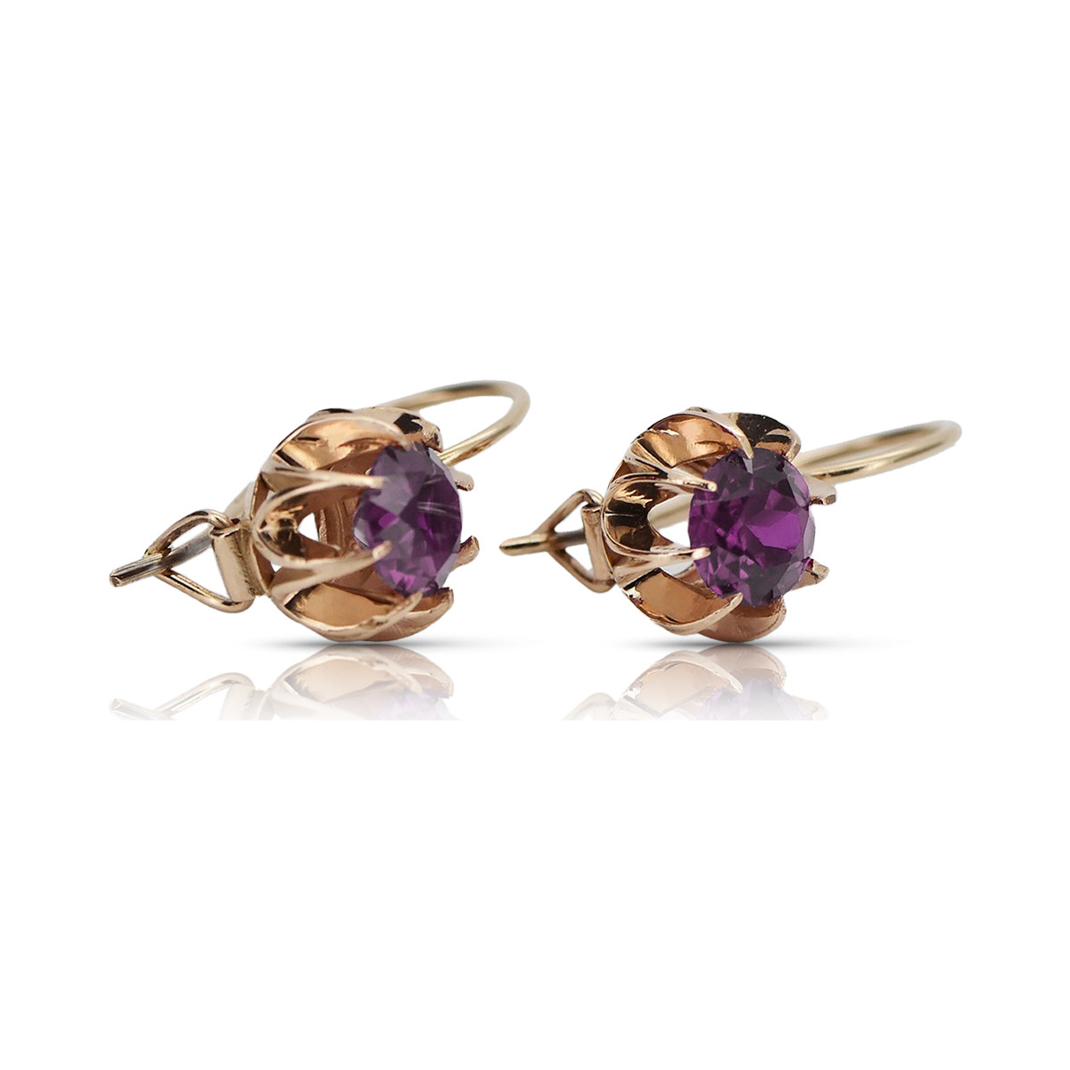 "Elegante Amethyst Ohrringe in Originalem 14K Vintage-Roségold" vec062