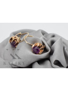 Or rose 14 carats 585, Boucles d'oreilles Améthyste au style Vintage vec062