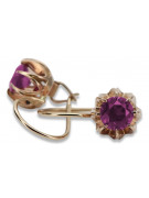 Or rose 14 carats 585, Boucles d'oreilles Améthyste au style Vintage vec062