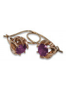 Or rose 14 carats 585, Boucles d'oreilles Améthyste au style Vintage vec062