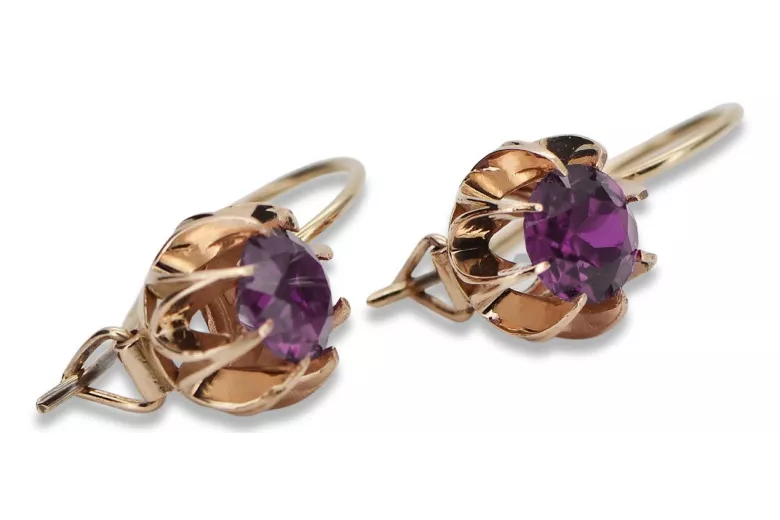 "Elegante Amethyst Ohrringe in Originalem 14K Vintage-Roségold" vec062