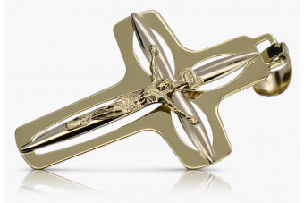 "Croix de Jésus Italienne en Or Jaune Blanc 14K" ctc009yw