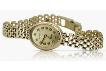 Италиански жълт 14k 585 злато Geneve Lady часовник lw016y