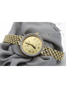 Gelbe 14-Karat-Gold-585-Damenuhr Geneve Lady Gift lw101ydy