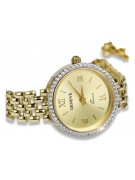 Gelbe 14-Karat-Gold-585-Damenuhr Geneve Lady Gift lw101ydy