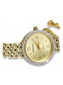 Gelbe 14-Karat-Gold-585-Damenuhr Geneve Lady Gift lw101ydy