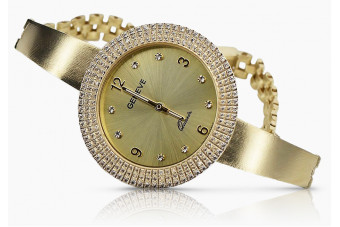 Italian galben de aur doamnă ceas Geneve Lady Cadou lw012y