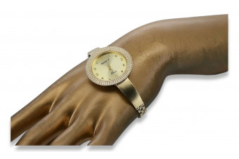 Prześliczny 14k złoty damski zegarek Geneve lw012y