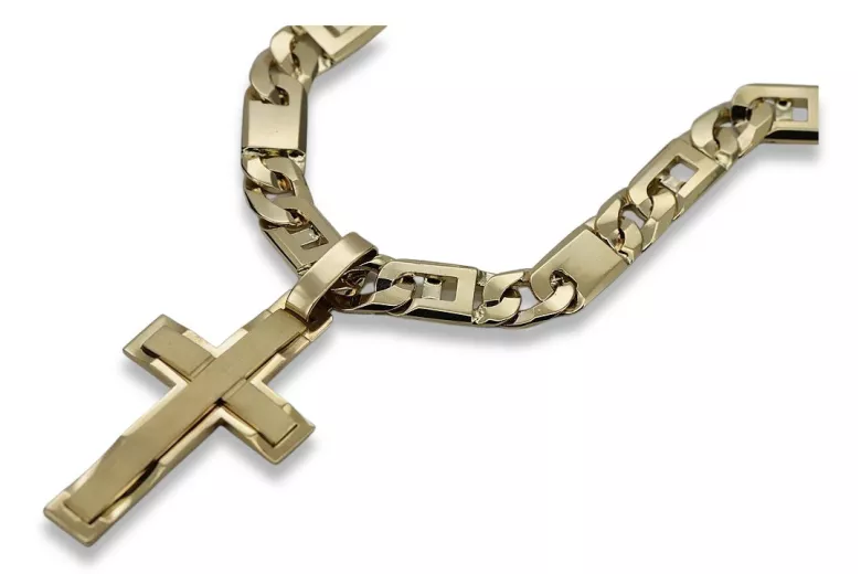 copy of Gelb 14 Karat Gold Katholisches Kreuz & Elegante Kette Yellow 14k gold Catholic cross with Elegant chain ctc096y&cc099y