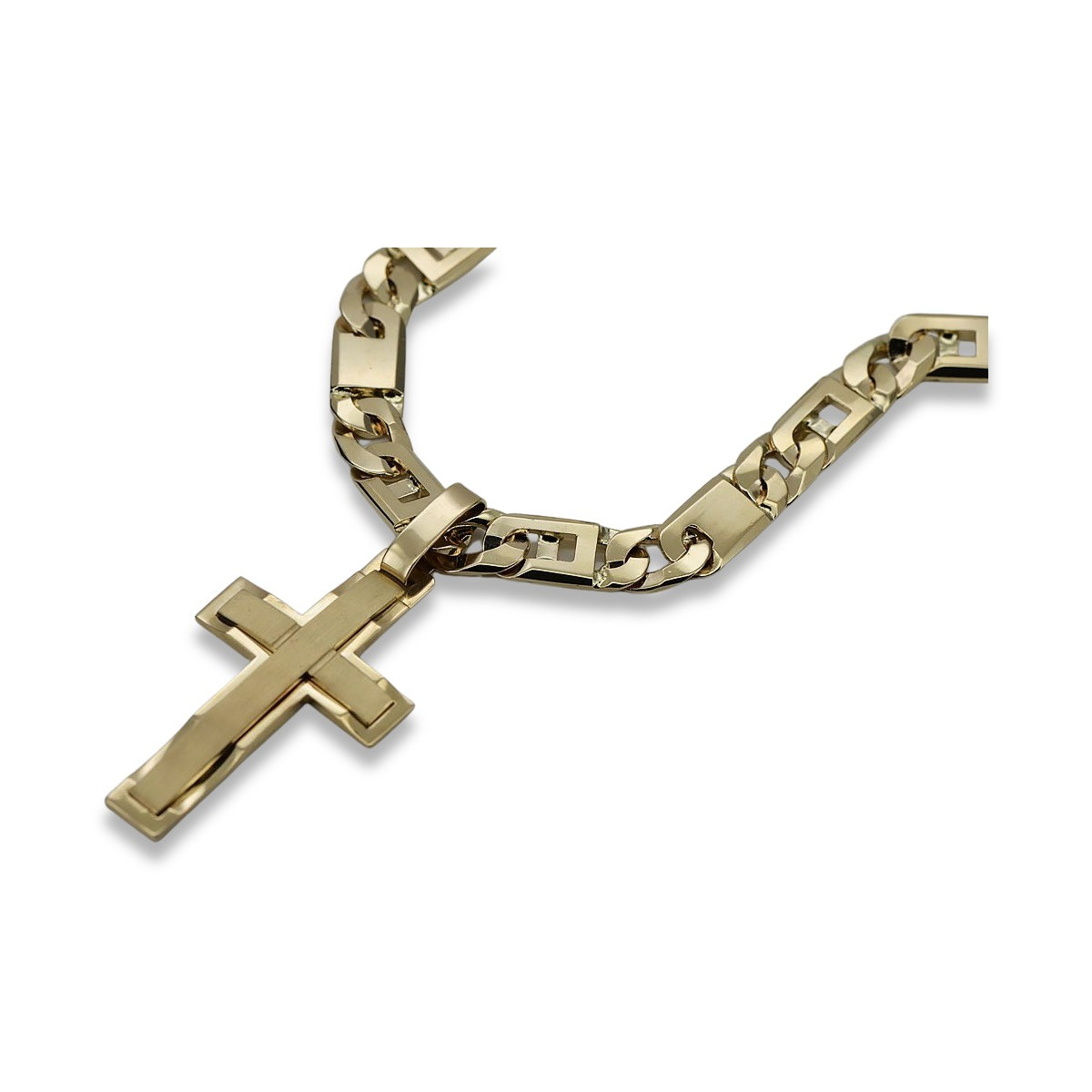 copy of Gelb 14 Karat Gold Katholisches Kreuz & Elegante Kette Yellow 14k gold Catholic cross with Elegant chain ctc096y&cc099y