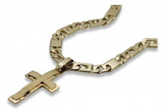 copy of Gelb 14 Karat Gold Katholisches Kreuz & Elegante Kette Yellow 14k gold Catholic cross with Elegant chain ctc096y&cc099y
