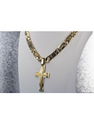 Yellow 14k gold Catholic cross with Elegant chain ctc022y&cc098y