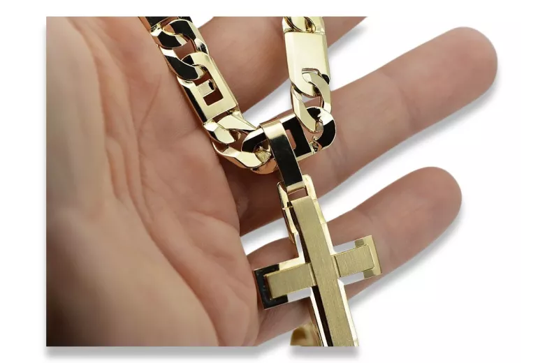 copy of Gelb 14 Karat Gold Katholisches Kreuz & Elegante Kette Yellow 14k gold Catholic cross with Elegant chain ctc096y&cc099y