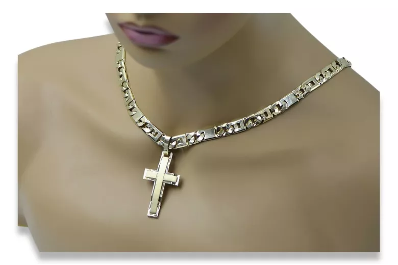 copy of Gelb 14 Karat Gold Katholisches Kreuz & Elegante Kette Yellow 14k gold Catholic cross with Elegant chain ctc096y&cc099y