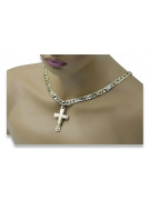 Yellow 14k gold Catholic cross with Elegant chain ctc022y&cc098y