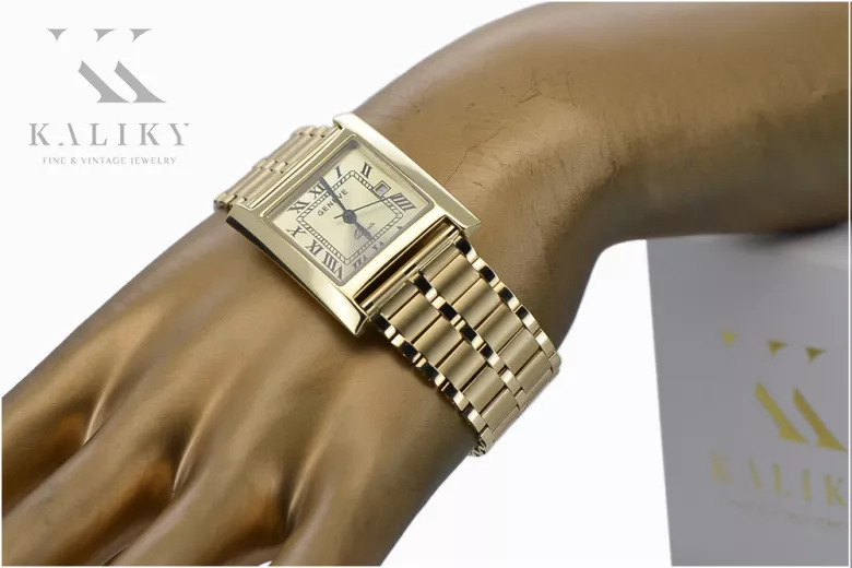 Goldene Herrenuhr Geneve ★ zlotychlopak.pl ★ Gold Reinheit 585 333 Niedriger Preis!