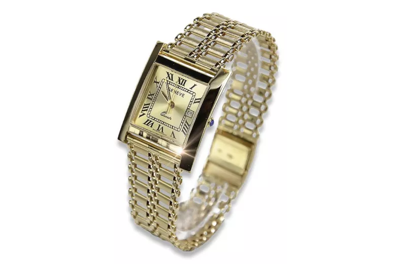 Gold men's watch Geneve ★ zlotychlopak.pl ★ Gold purity 585 333 Low Price!