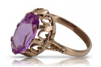 "Vintage 14k Rose Pink Gold 585 Amethyst Original Ring vrc134" Vintage