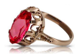 Elegante anillo de rubí con oro rosa antiguo de 14k 585 vrc134 Vintage