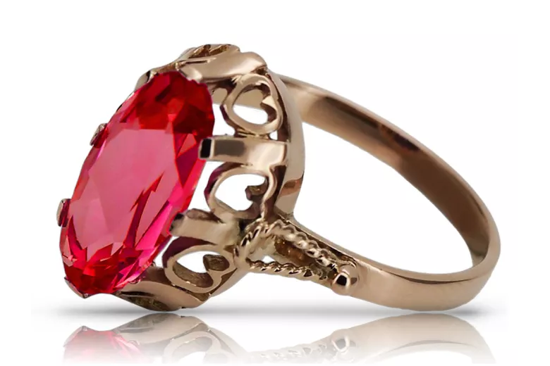 Russische sowjetische Rose 14 Karat 585 Gold Alexandrit Rubin Smaragd Saphir Zirkon Ring vrc014